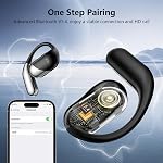 Ecouteurs sans fil ouverts, casque Bluetooth sport avec traduction en temps réel, 80Hrs Temps de jeu LED Affichage de puissance, casque d'annulation de bruit, IPX7 Earphones étanches pour entraînement/running