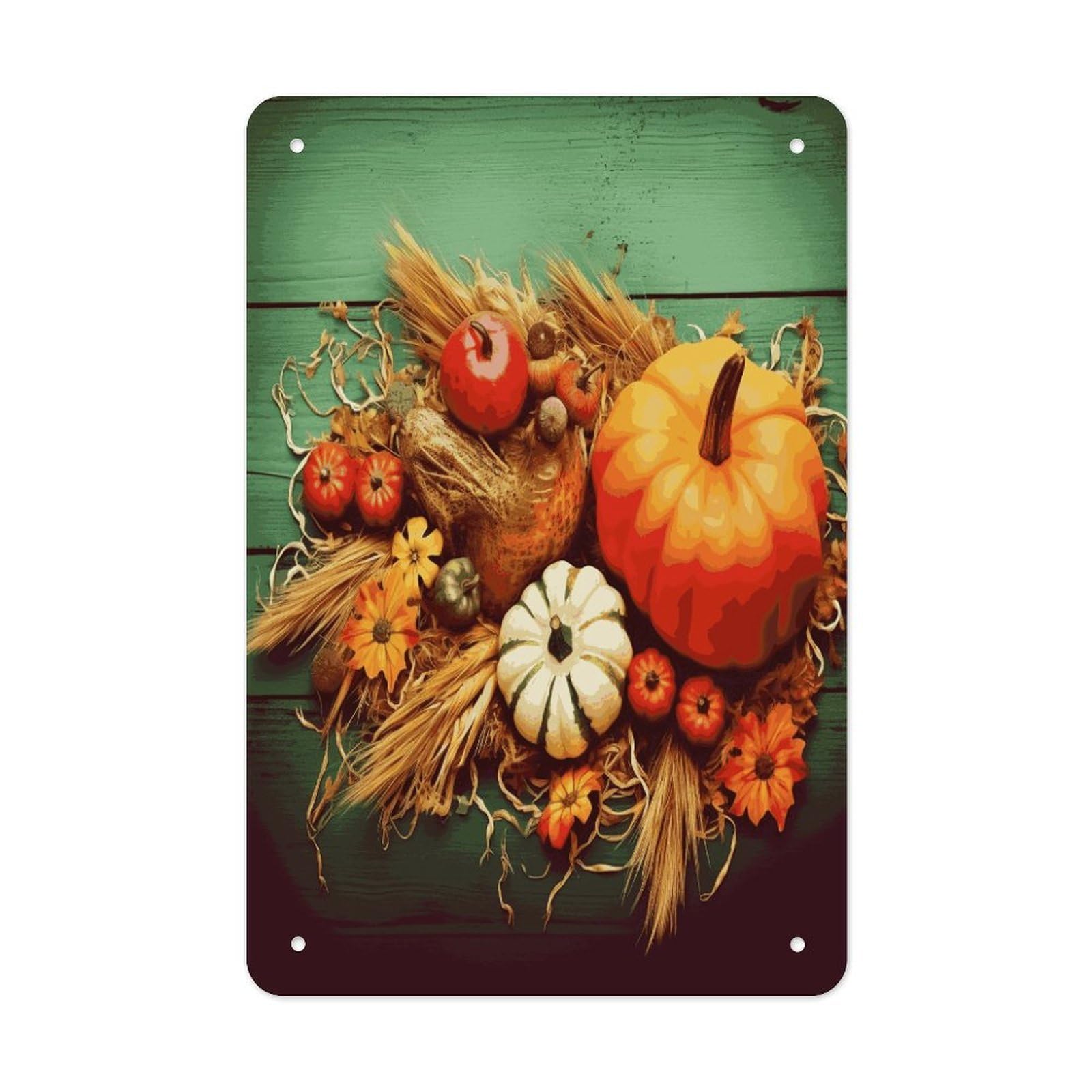 Btcowzrv Style Happy Thanksgiving Metal Tin Sign Wall Decor Hanging Plaque