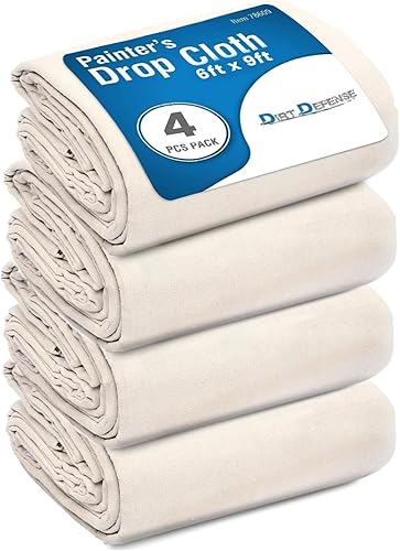 Vista 22 de DIRT DEFENSE Paquete de 4 lonas de lona de algodón de 4 x 6 pulgadas, lona grande para suministros de arte, paños para suministros de pintura, tela