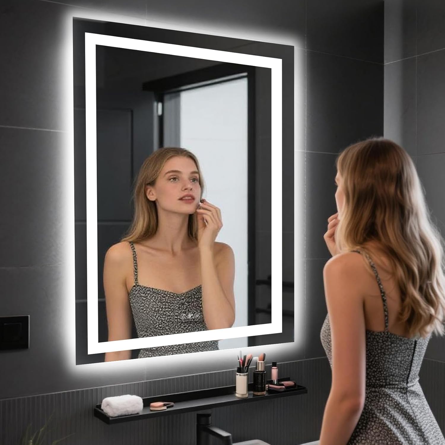 24x32'' LED Bathroom Mirror with Anti-Fog & Shatterproof Glass - Front/Backlit Vanity Mirror with Memory Function, Human Motion Sensor, UL-Listed LED Driver - Wall Mount Lighted Mirror