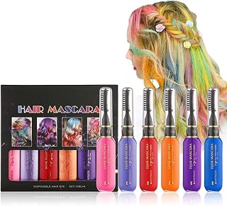 Joyeee Mascara de pelo para niñas, maquillaje para el cabello, 6 colores, máscara temporal lavable, máscara de pelo, regalo para adolescentes y niños
