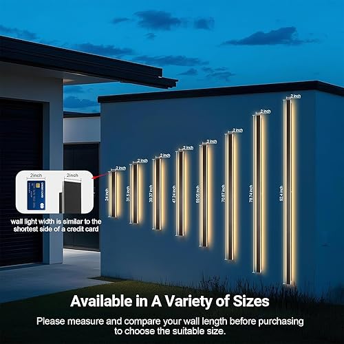 Miniatura 2 de SJIGUANGZ Juego de 2 luces de pared para exteriores, lámpara de pared lineal de 39.37 pulgadas, accesorios de luz LED negros para montaje en pared,
