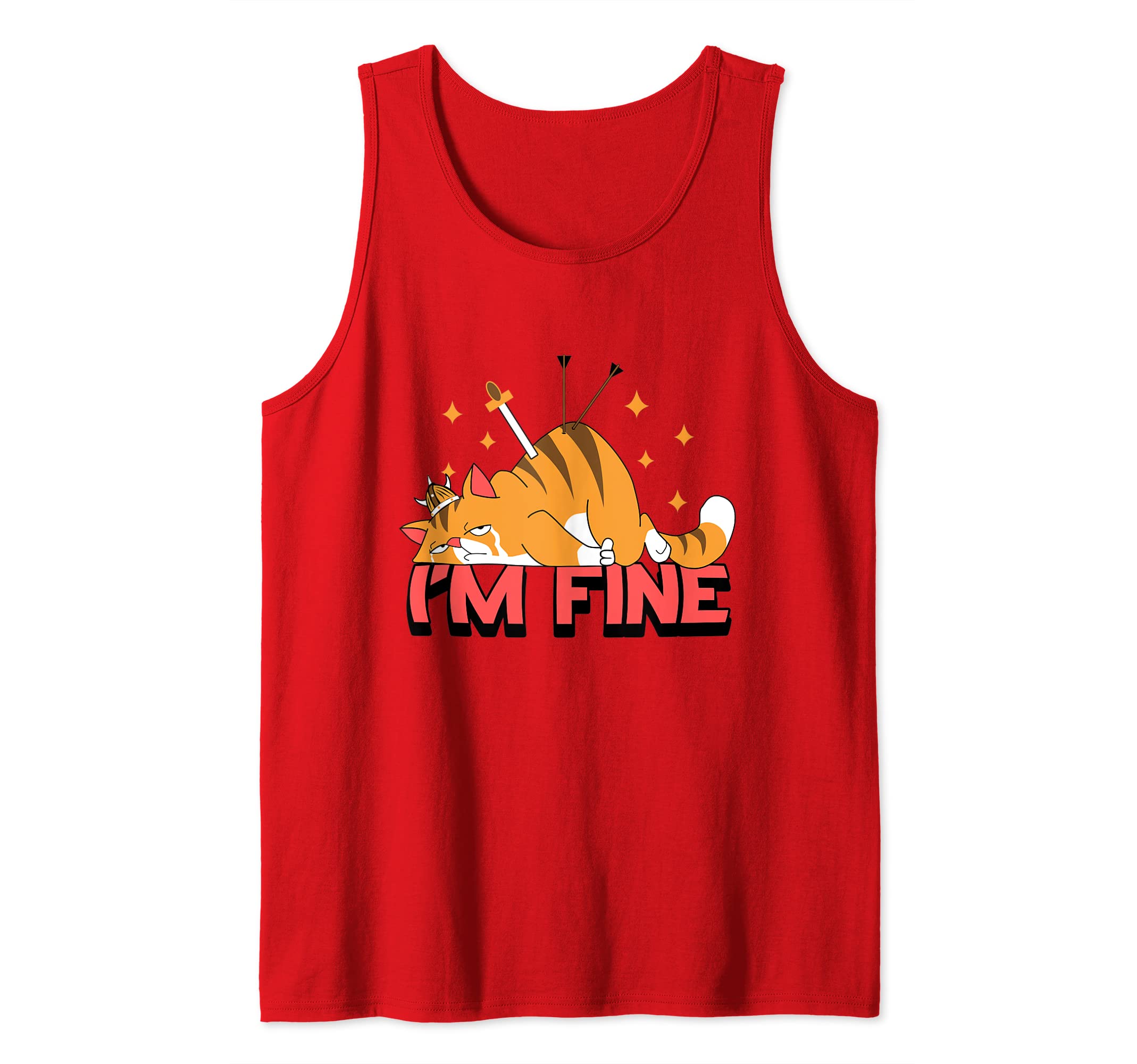 Cute cat I am fine design Tank Top