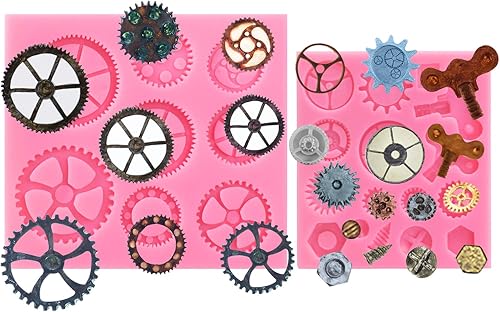 Miniatura 2 de Funshowcase Steampunk Style Reloj Rueda Cogs Gears Molde de silicona caramelo para Sugarcraft, decoración de pasteles, decoración de cupcakes,