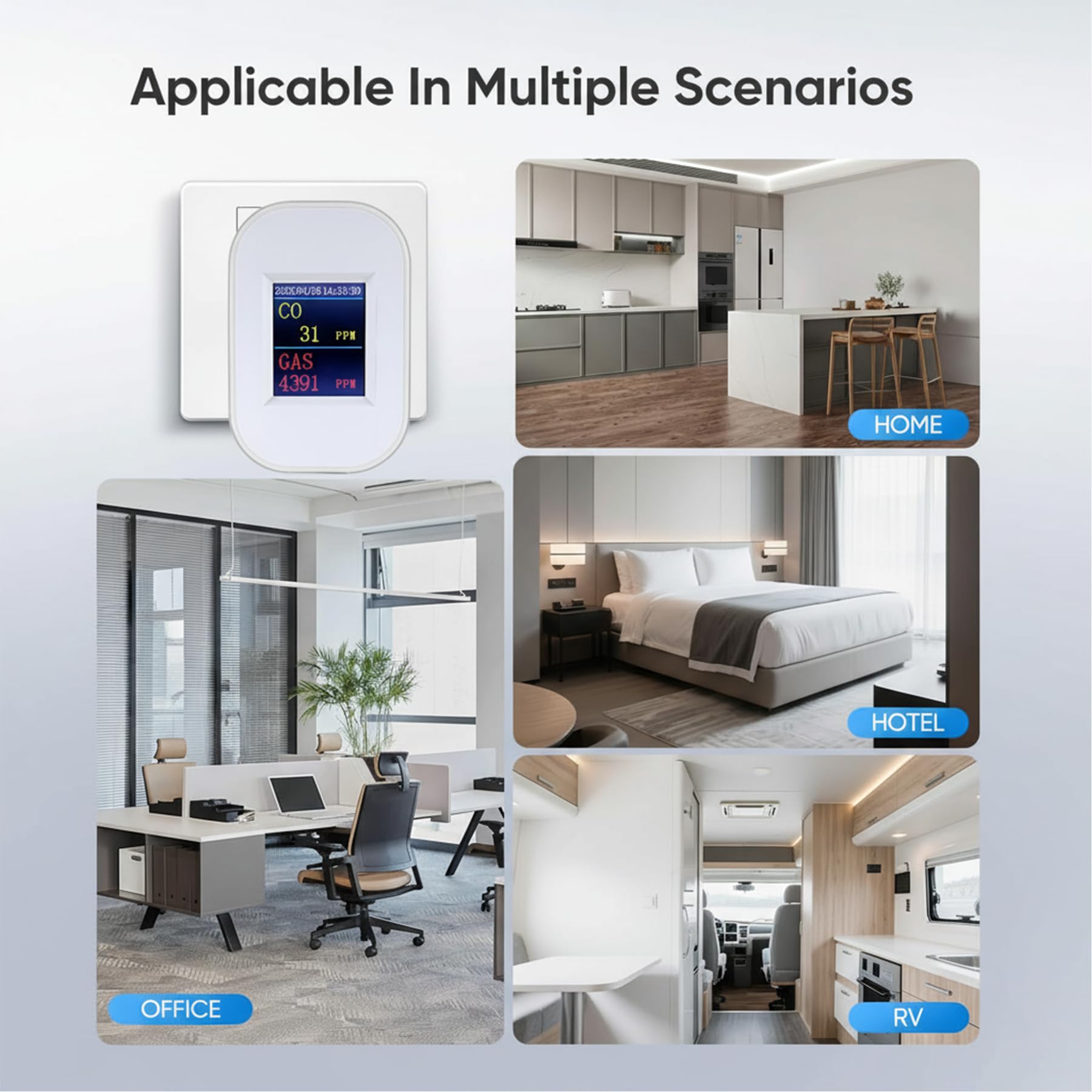 Detector de Gas y Monóxido de Carbono WiFi con Enchufe, Detector de Gas Natural y CO con Pantalla LED, App Tuya/Smart Life, Certificado EN50291 & EN50194, para Cocina, Casa, Garaje y Caravana