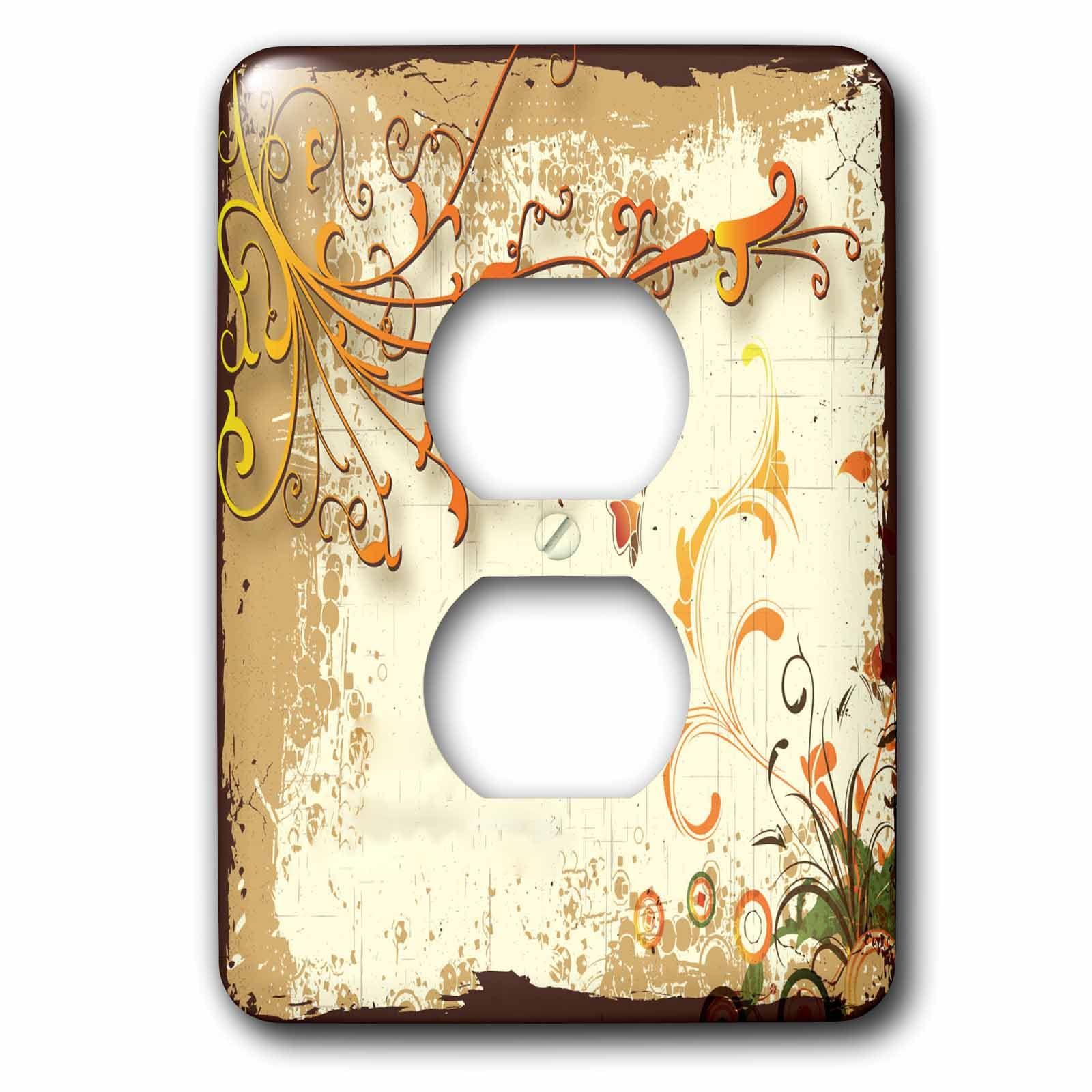 Coque 2 plug 3drose LSP_78057_6 double prise de courant fioritures bicolore jaune orange