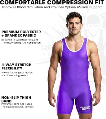Exxact Sports Plain Wrestling Singlet, Powerlifting Singlet Youth Wrestling Singlet Men for Training (Unisex Adult/Youth)
