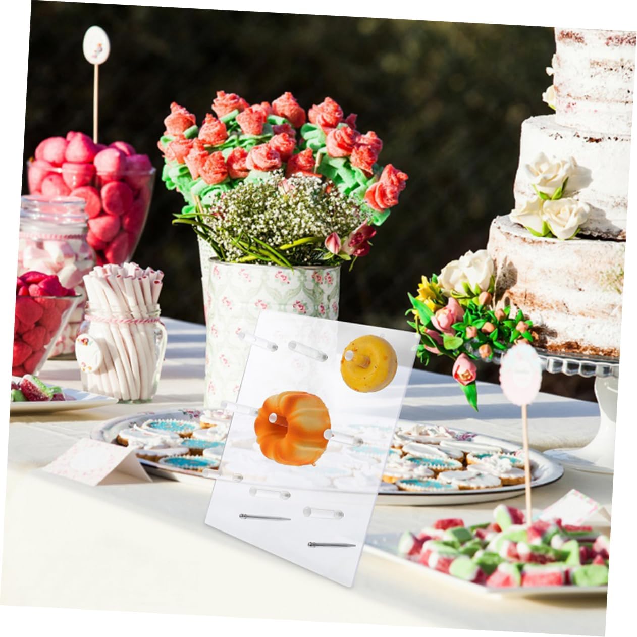 ABOOFAN 2pcs Donut Display Stand Party Donuts Stands Serving Retail Donut Stand Birthday Clear Sweet Donut Display Holder Donut Board Donut Holder Donut Display Board Acrylic