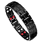Feraco Mens Magnetic Bracelet Titanium Steel Magnetic Bracelet with Double Row 4 Elements Magnets,Father\'s Day Gifts