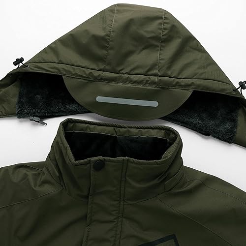 Miniatura 9 de Chaqueta impermeable de esquí de montaña para hombre, resistente al viento, abrigo cálido con capucha para invierno