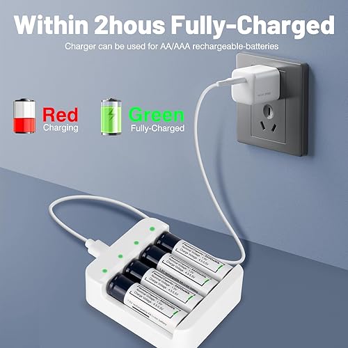 Miniatura 7 de Baterías recargables AA de iones de litio, paquete de 12 pilas AA de 1.5 V 3600 mWh, de alta capacidad, baterías dobles A con carga rápida de 2