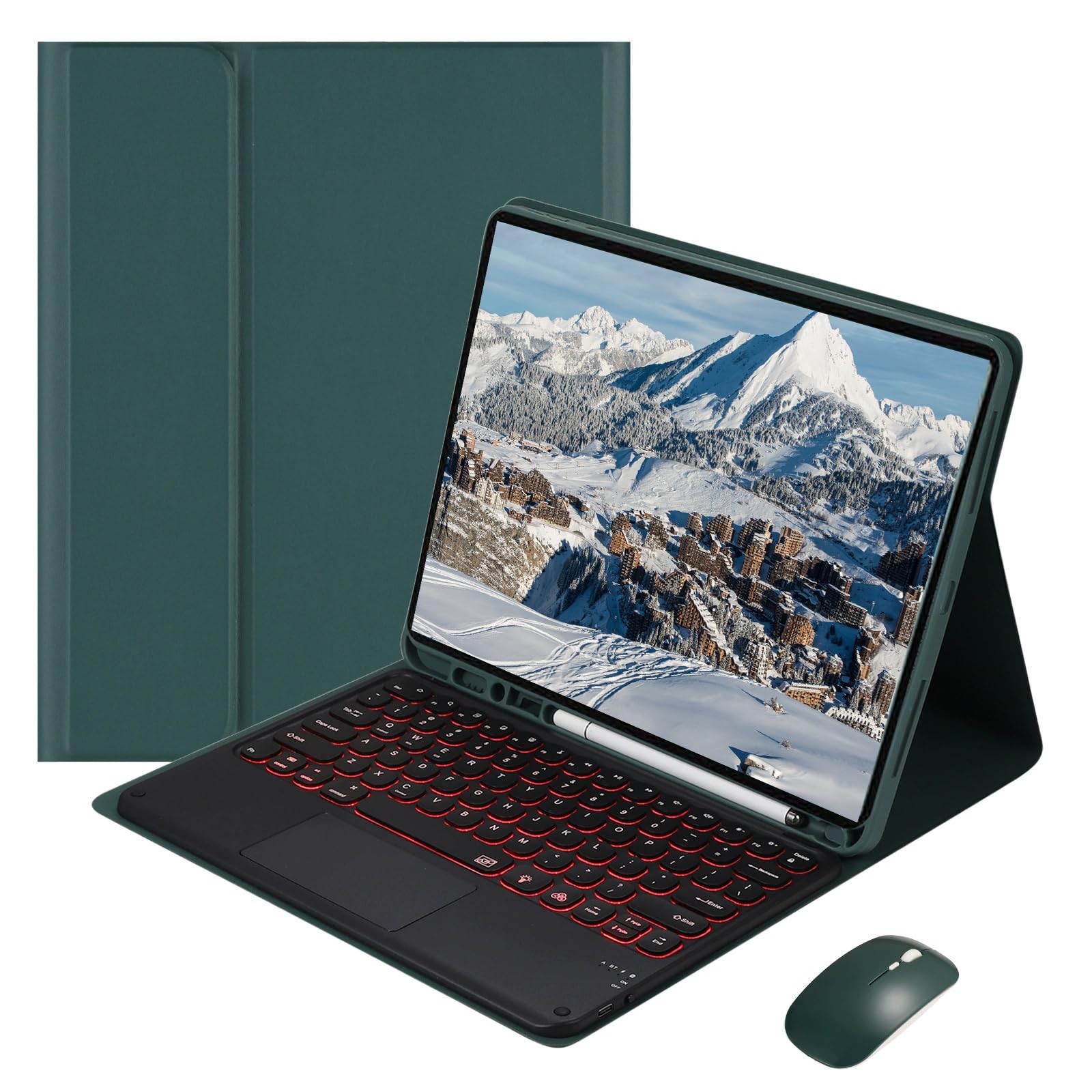 Funda con Teclado para iPad Pro de 11 Pulgadas 2022, 2021, 2020, 2018 (4.ª, 3.ª, 2.ª y 1.ª generación). Teclado inalámbrico Desmontable con retroiluminación en 7 Colores y Panel táctil