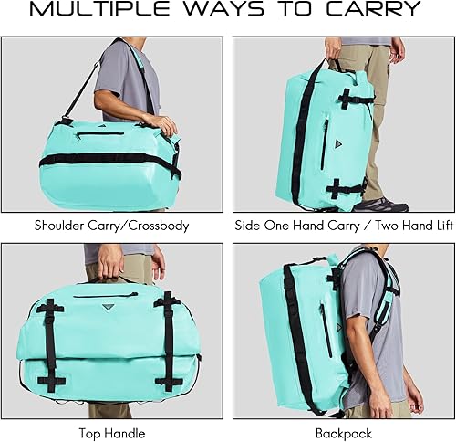 Miniatura 6 de Haimont Mochila de lona grande impermeable con parte superior enrollable, bolsa de lona seca resistente para navegación, viajes, motocicleta, kayak,