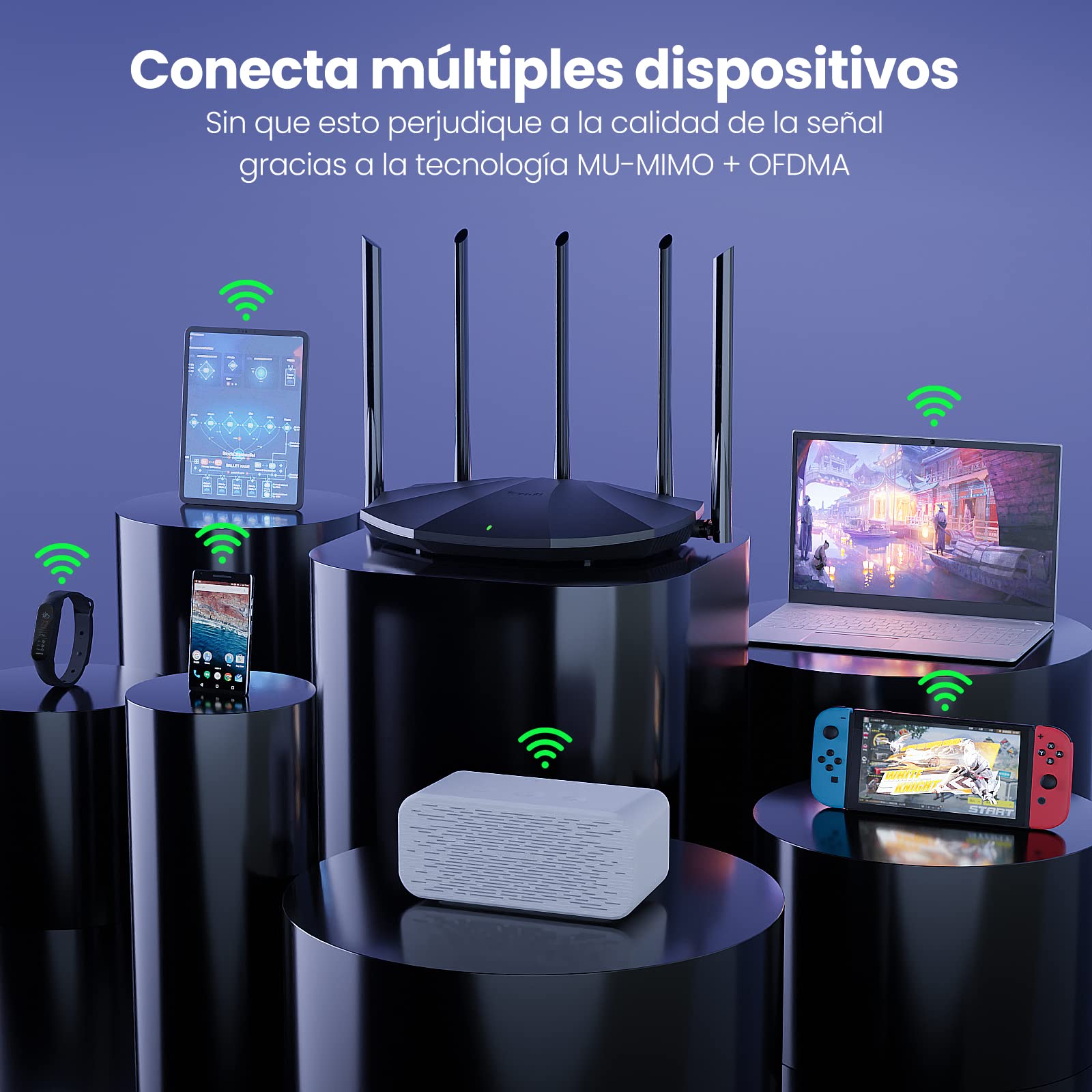 Tenda AC1200 Wi-Fi 5 Router Con 4 Antenas 5dBi + AX1500 Wi-Fi 6 Con 5 Antenas 6dBi, Puerto LAN/WAN, Doble Banda Inalámbrico, Amplíe La Red WiFi
