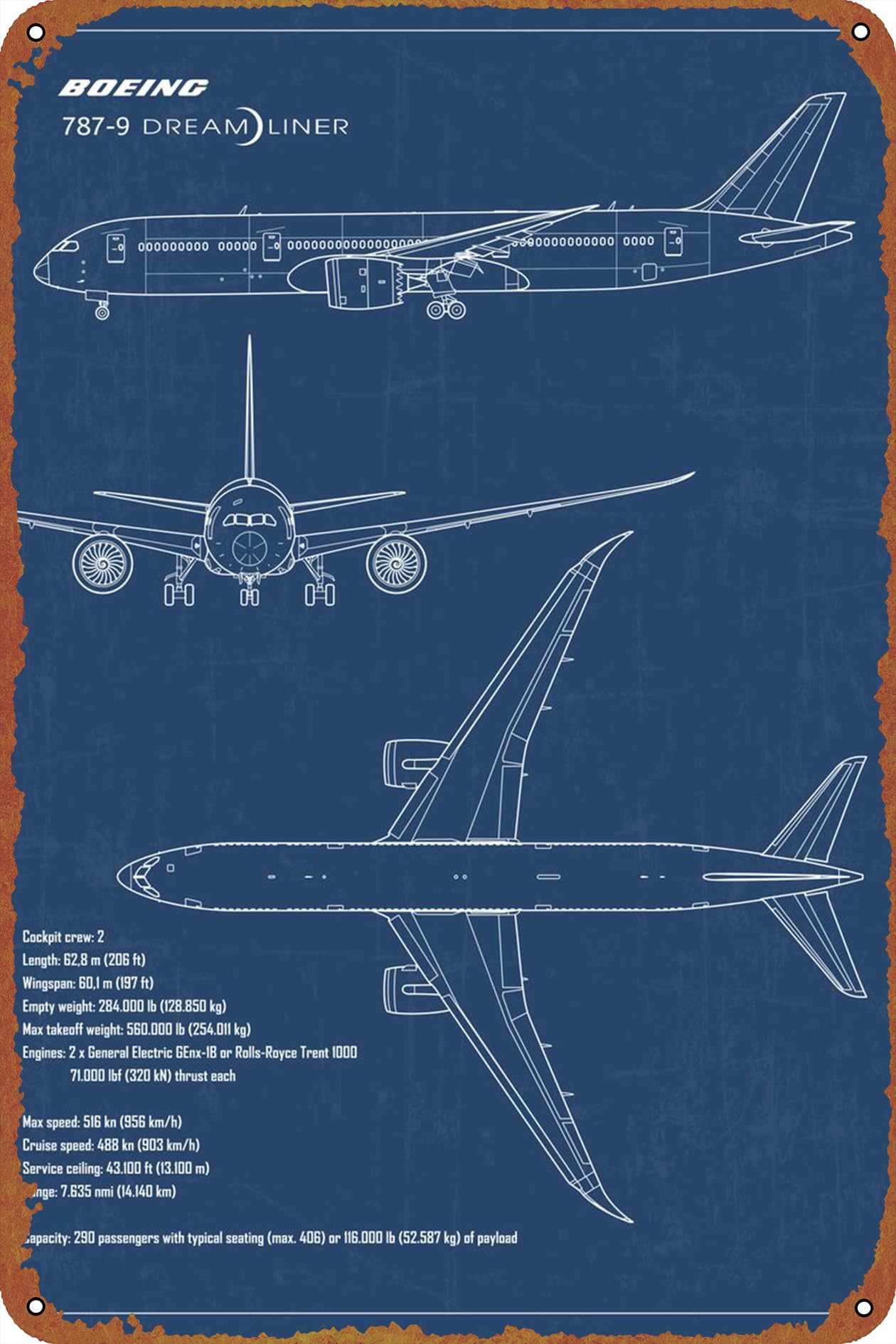 Amazon.com: Boeing 787 Dreamliner Jet Funny Metal Tin Sign Vintage