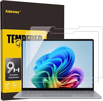 Adeway Screen Protector for Microsoft Surface Laptop 8/ Laptop 7 15 Inch, 9H Tempered Glass, HD Clear, Scratch Resistant, 2 Pack