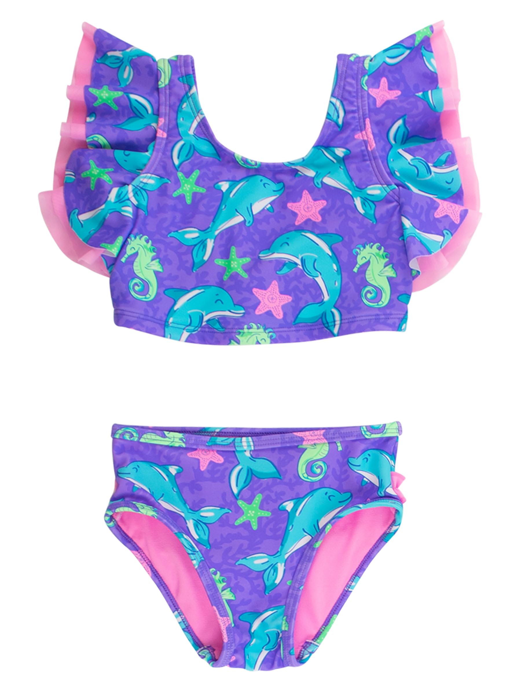RuffleButts Baby/Toddler Girls Waterfall Tankinis - 2 Piece Swimsuit UPF50+