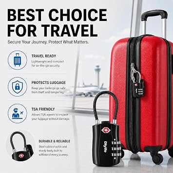 Luggage Padlocks, [New Version] Diyife 2 x TSA 3-Digit Security Padlock