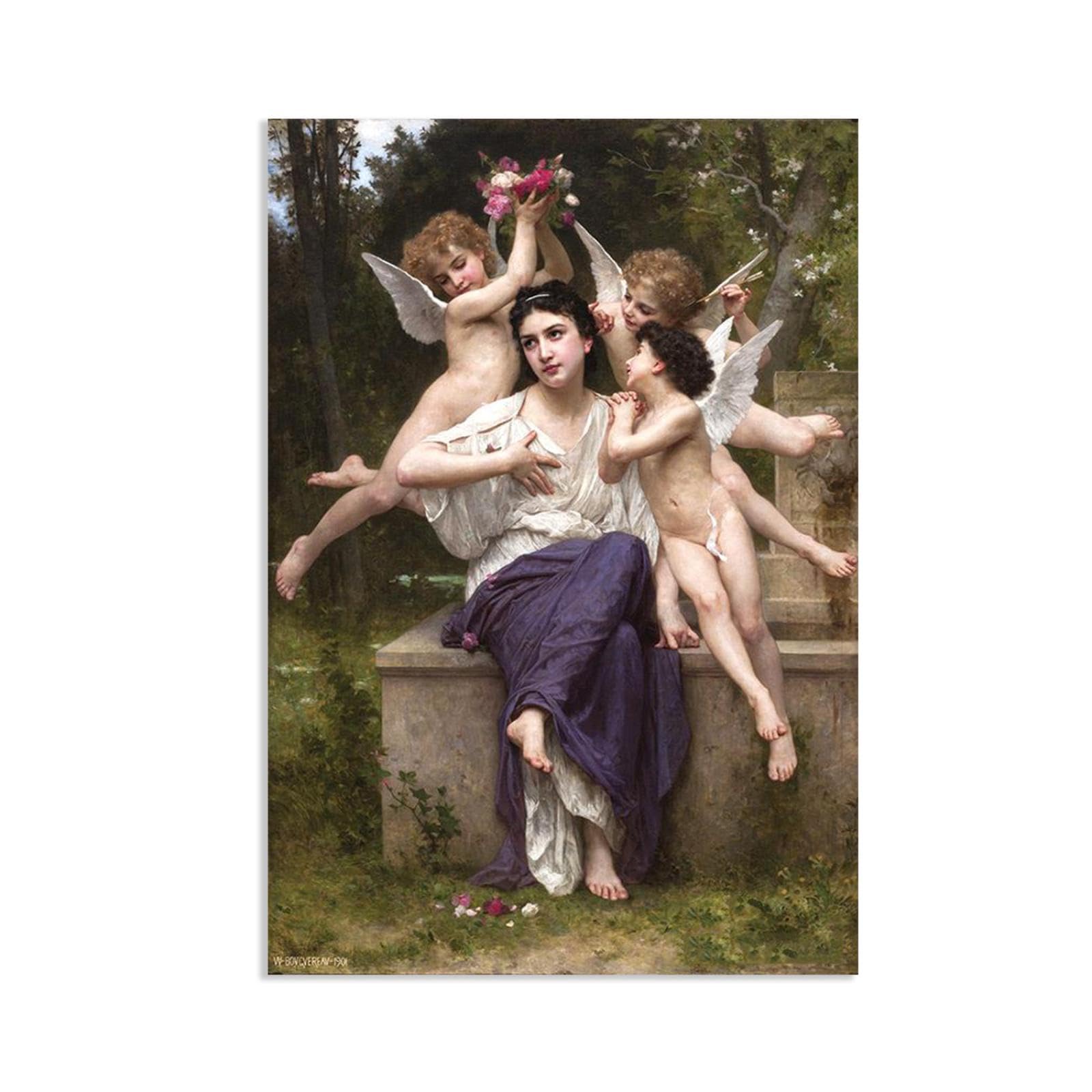 RXNHGJDS William-Adolphe Bouguereau Wall Art Dream of Spring Classical Art Prints Picture Famous Artwork Wall Decor for Living Room Bedroom Bathroom Home Decor 75x50cm frameless