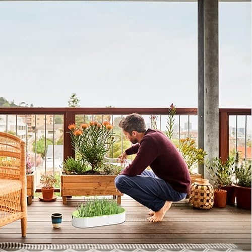 Miniatura 6 de Ckuakiwu Maceta de césped para gatos, maceta de guardería con riego automático, caja de ventana verde para interiores, contenedor de plantación