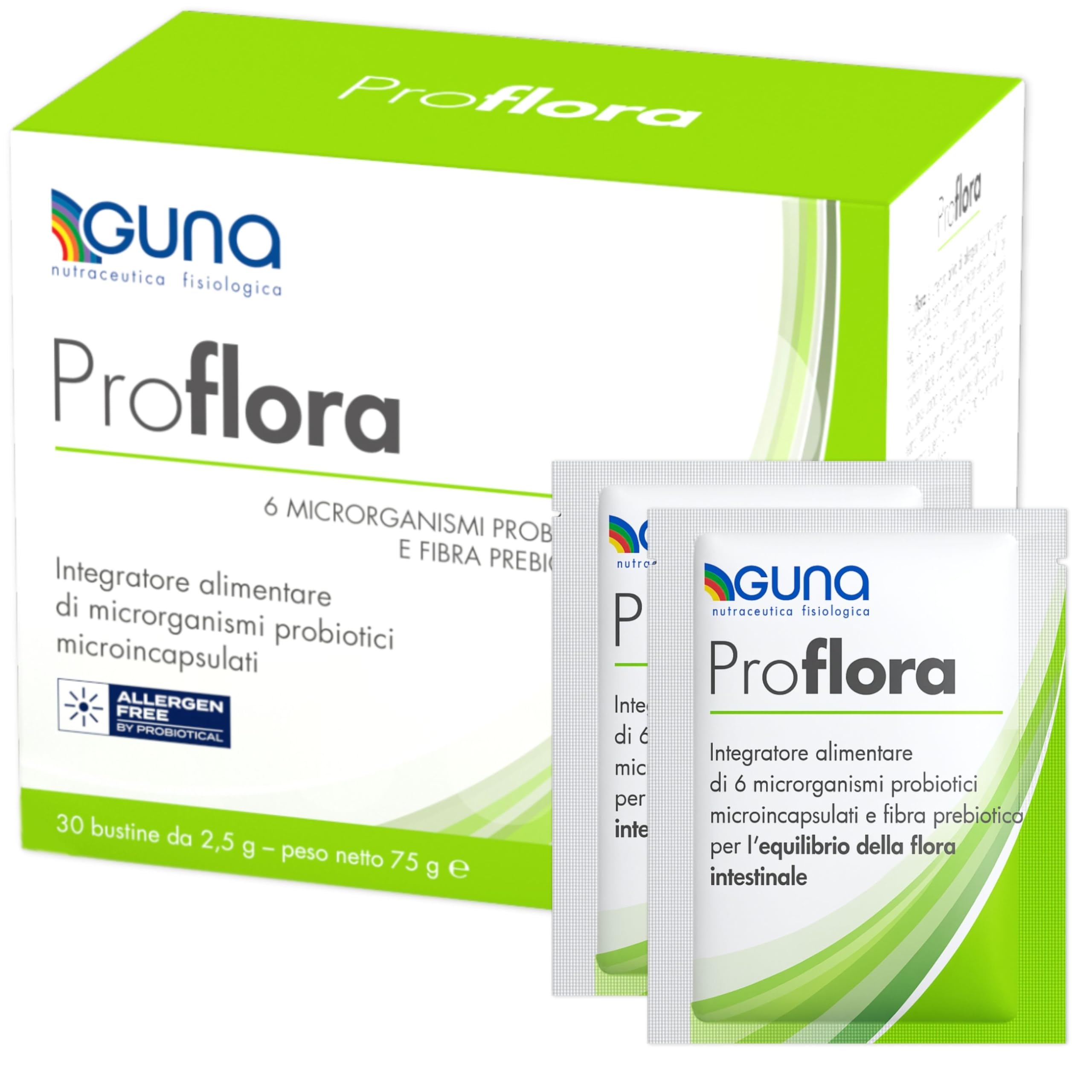 Guna Proflora 30 Bustine -Integratore Alimentare di Microrganismi Probiotici Microincapsulati