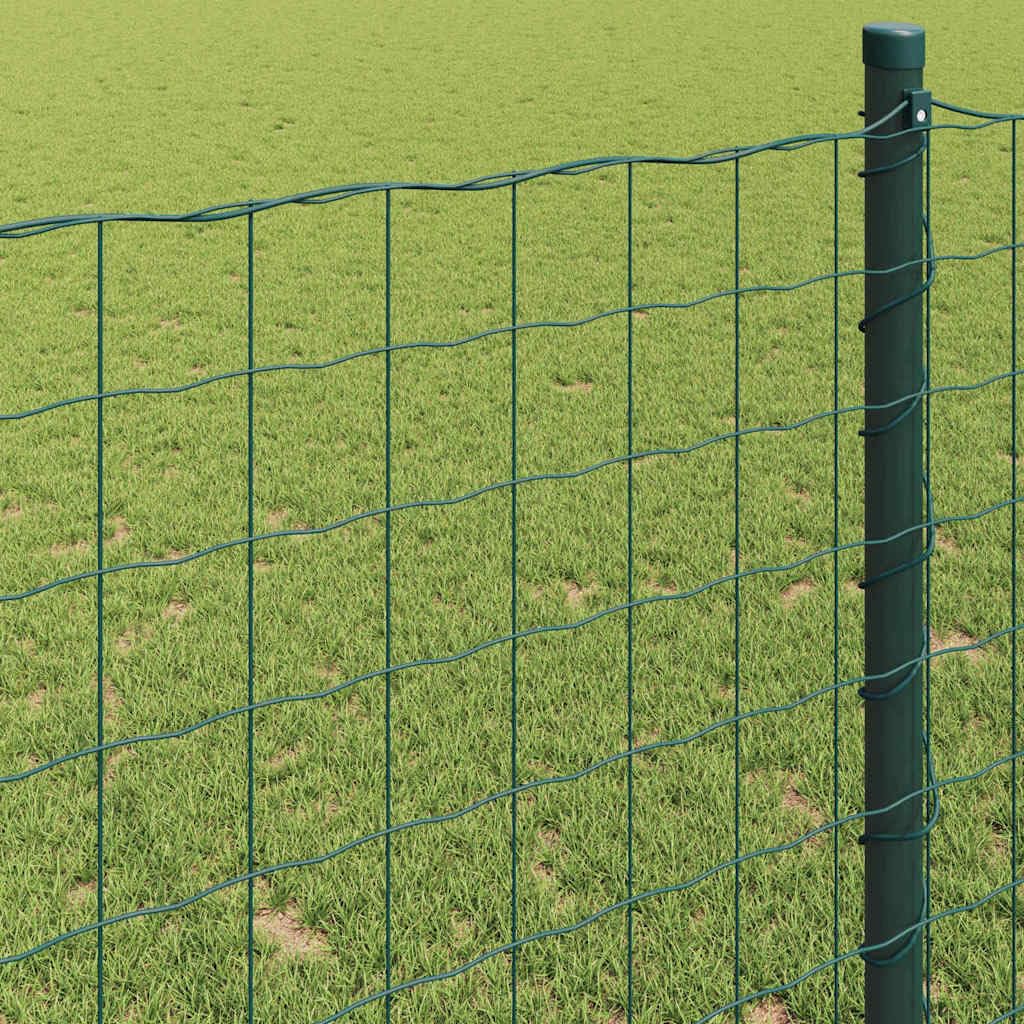 Ogrodzenie euro, zielone 0,6 x 25 m, żelazo powlekane PCW, odporne na warunki atmosferyczne, do użytku na zewnątrz, trwałe ograniczenie działki, łatwe w pielęgnacji panele ogrodzeniowe