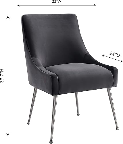 Miniatura 29 de TOV Furniture The Beatrix Collection - Silla auxiliar tapizada de terciopelo, estilo moderno, color azul marino marino,Negro