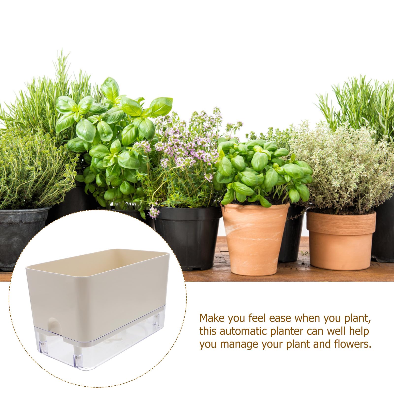 SHINEOFI Récipient à Arrosage Automatique pour Plantes D'intérieur Corde D'irrigation, Pot en Plastique Blanc sans Risque de Casse, Adapté pour Usage Intérieur et Extérieur