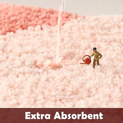 Miniatura 5 de Bonita alfombra de baño rosa, 18 x 27 pulgadas, tapete de baño de microfibra con forma de flor divertida para baño, antideslizante, suave, tapete de