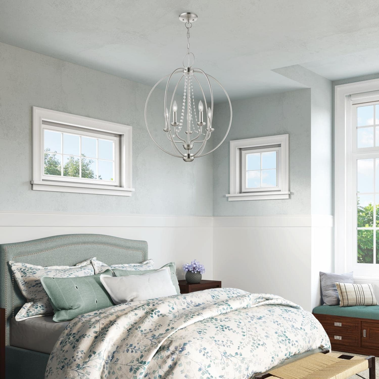 Livex Lighting, 40915-91, Arabella, Globe Chandelier, Brushed Nickel