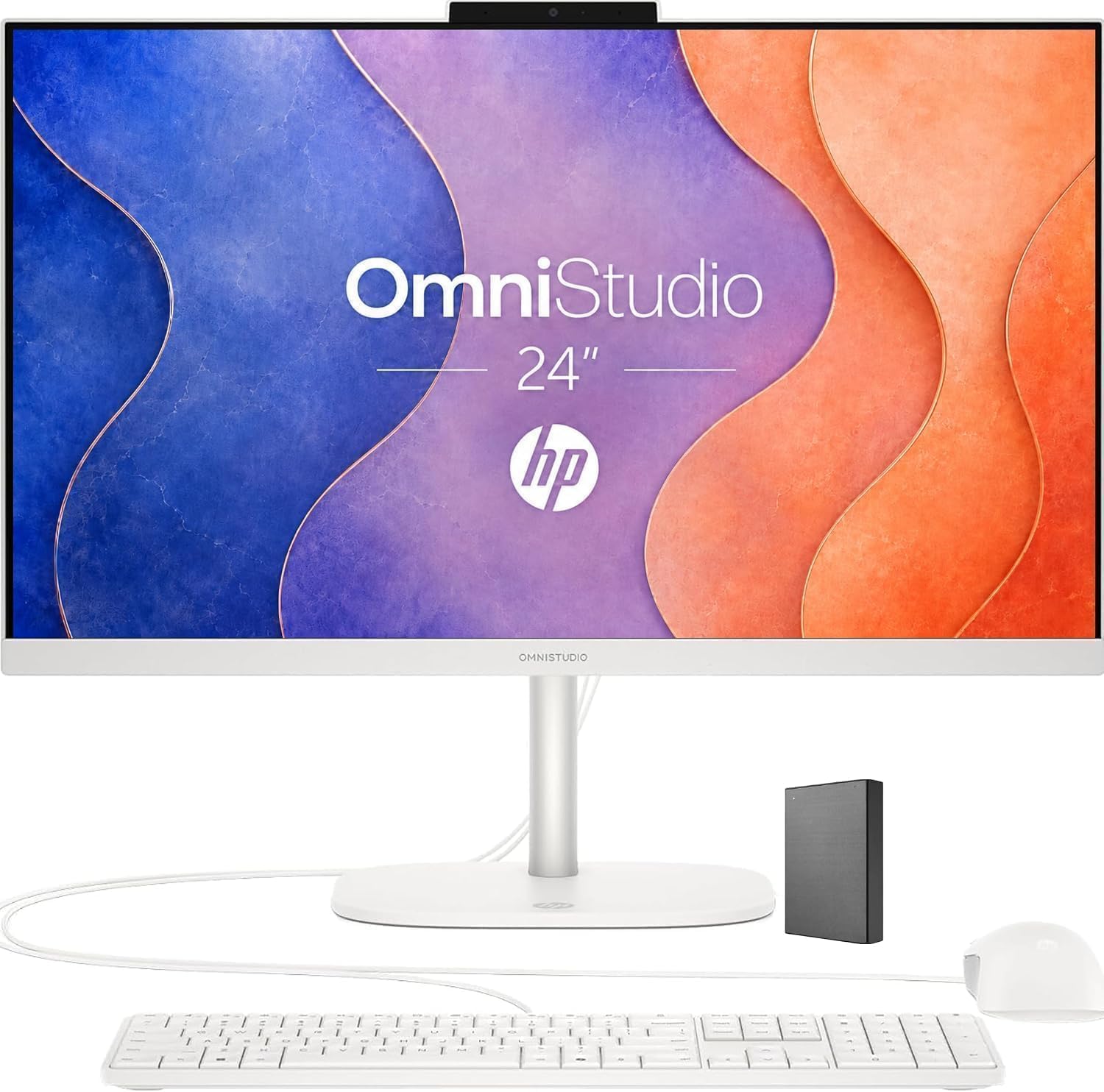 24“ OmniStudio All-in-One Desktop Computer, 16GB DDR5 RAM, 640GB Storage | 512GB External and 128GB SSD, Intel Quad-Cores , WiFi6, Keyboard & Mouse, Windows 11, Built for home. Ready for everyone.