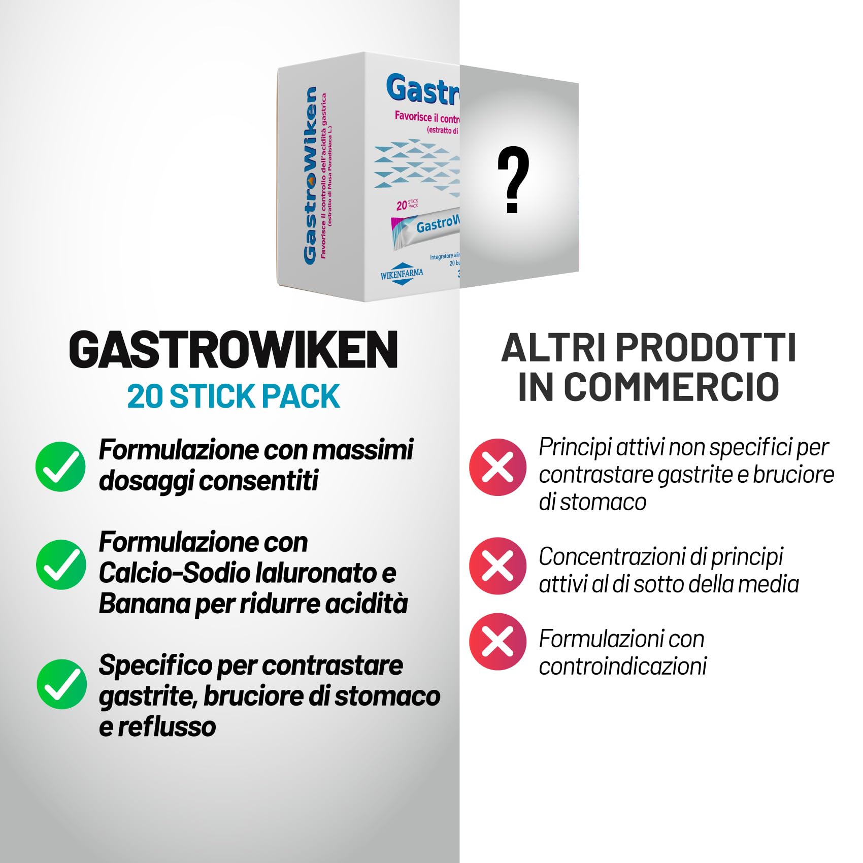 GASTROWIKEN 20 BUSTINE Specifico per bruciore di stomaco, reflusso e gastrite. Riduce acidità gastrica e ripristina delle funzionalità e motilità gastrointestinali, con Banana Lentisco Liquirizia