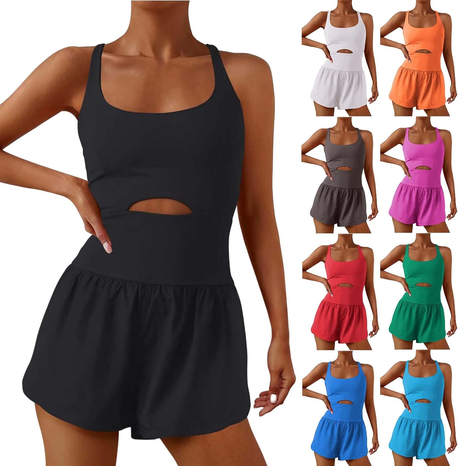 uSecee Womens Workout Romper Sleeveless One Piece Outfits