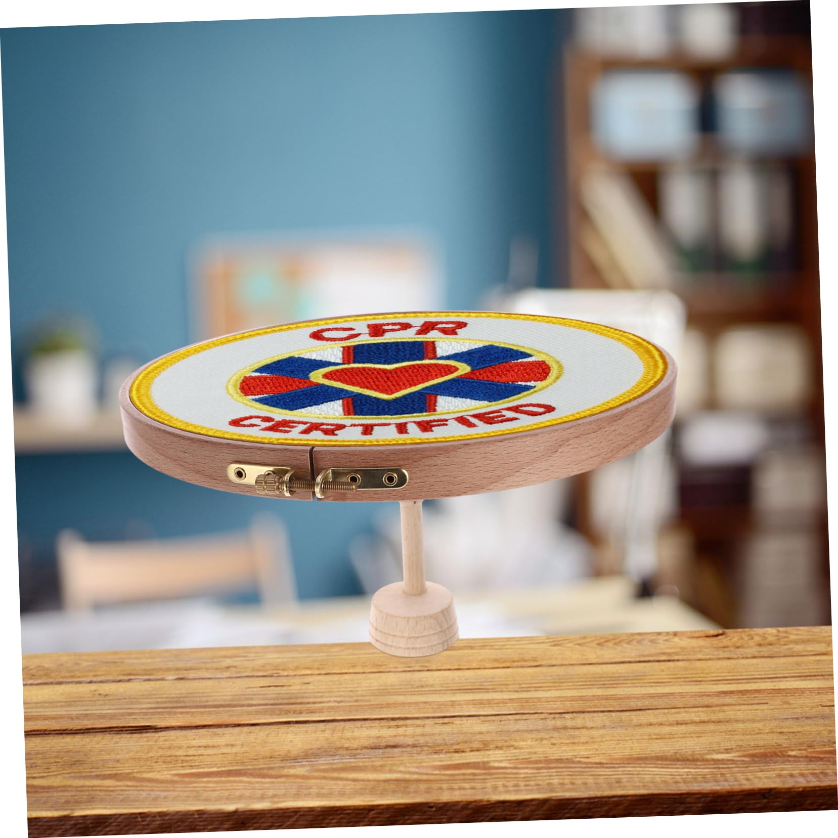 Operitacx Bastidor de Bordado de Madera para Mesa, Ajustable, Redondo | Punto de Cruz y DIY Stitching Arts, Instalación Fácil en Superficies Lisas, No se Deforma ni Rompe