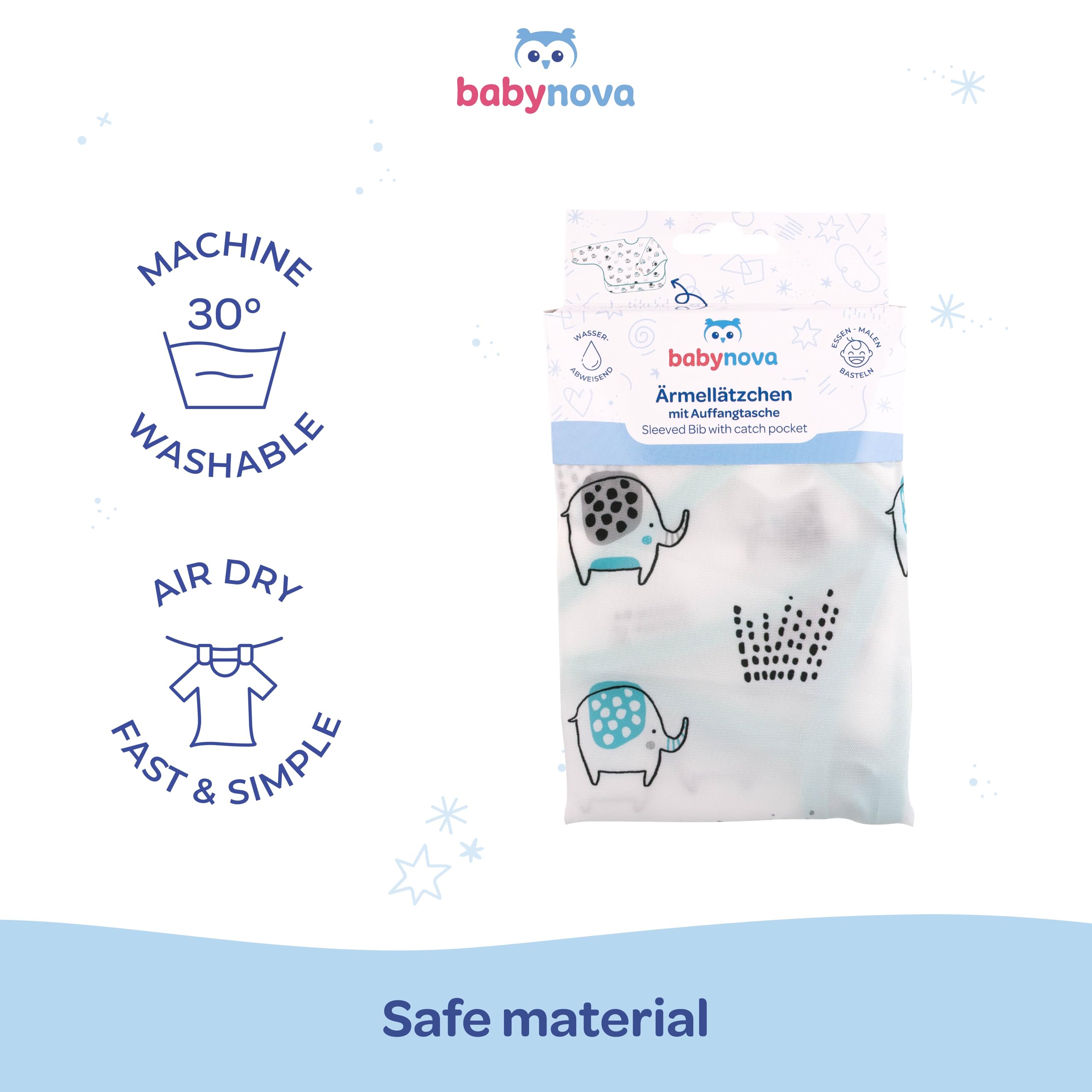 Long Sleeve Baby Bib with Catch Pocket, Coverall Weaning Bib for Newborns & Toddlers, Waterproof, Machine washable - Image 4