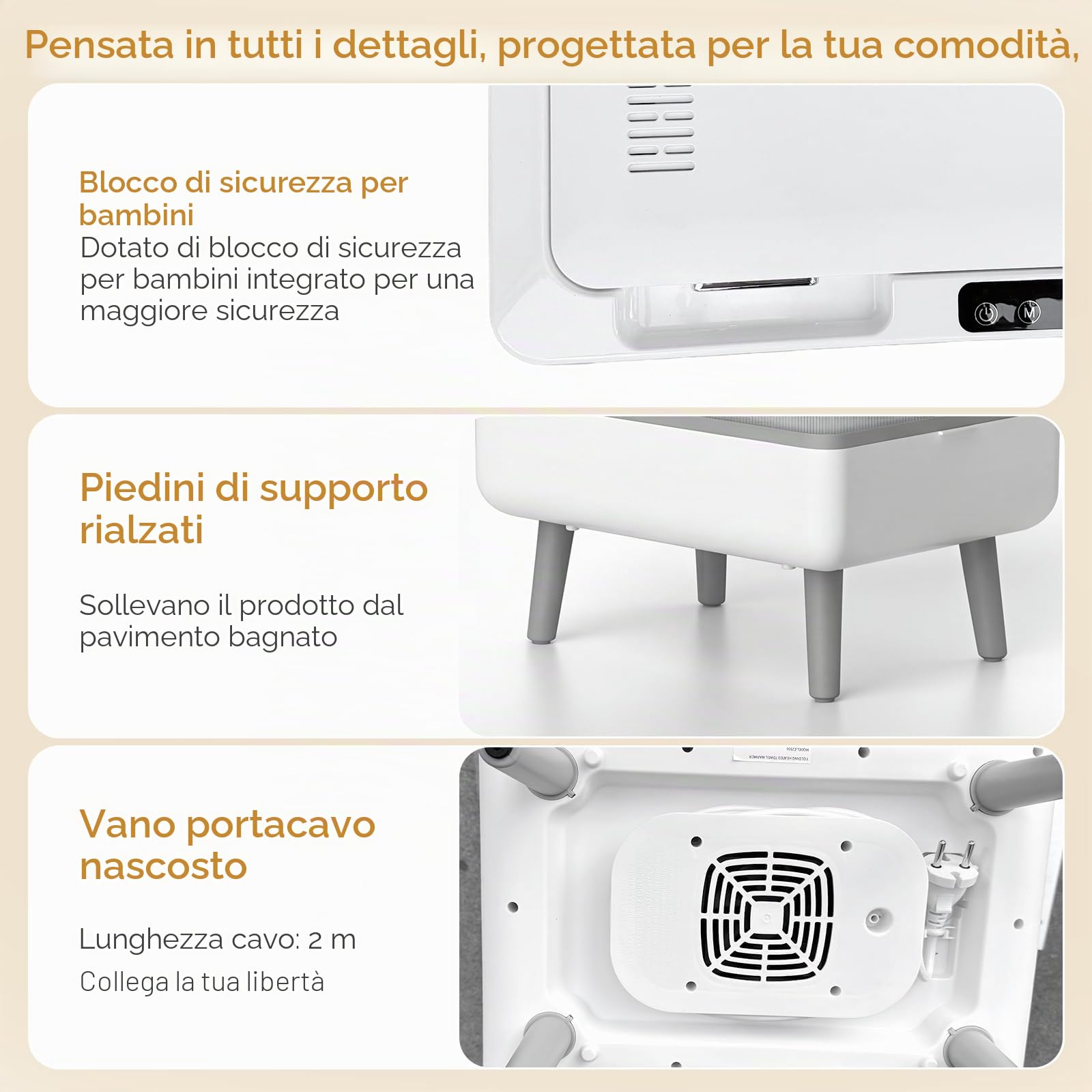 Scaldasalviette Elettrico Bagno Scaldasalviette Grande 35L con Timer e Display LED, Scalda Asciugamani Elettrico Pieghevole, Spegnimento Automatico, Modalità Riscaldamento e Asciugatura per Spa e Casa