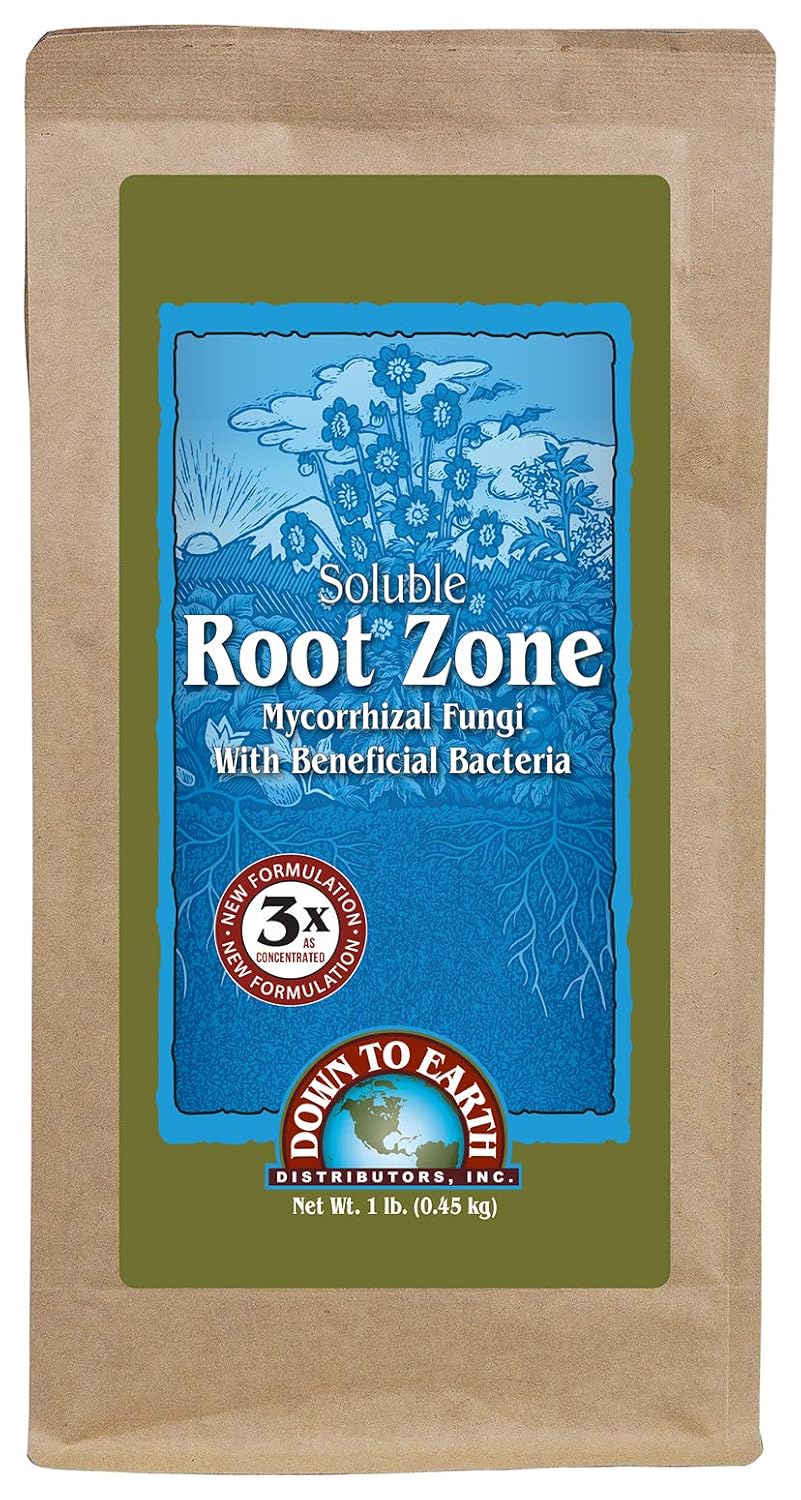 Down to Earth Soluble Root Zone - Mycorrhizal Fungi and Beneficial Bacteria - Soil and Root Inoculant for Plants, 16 oz