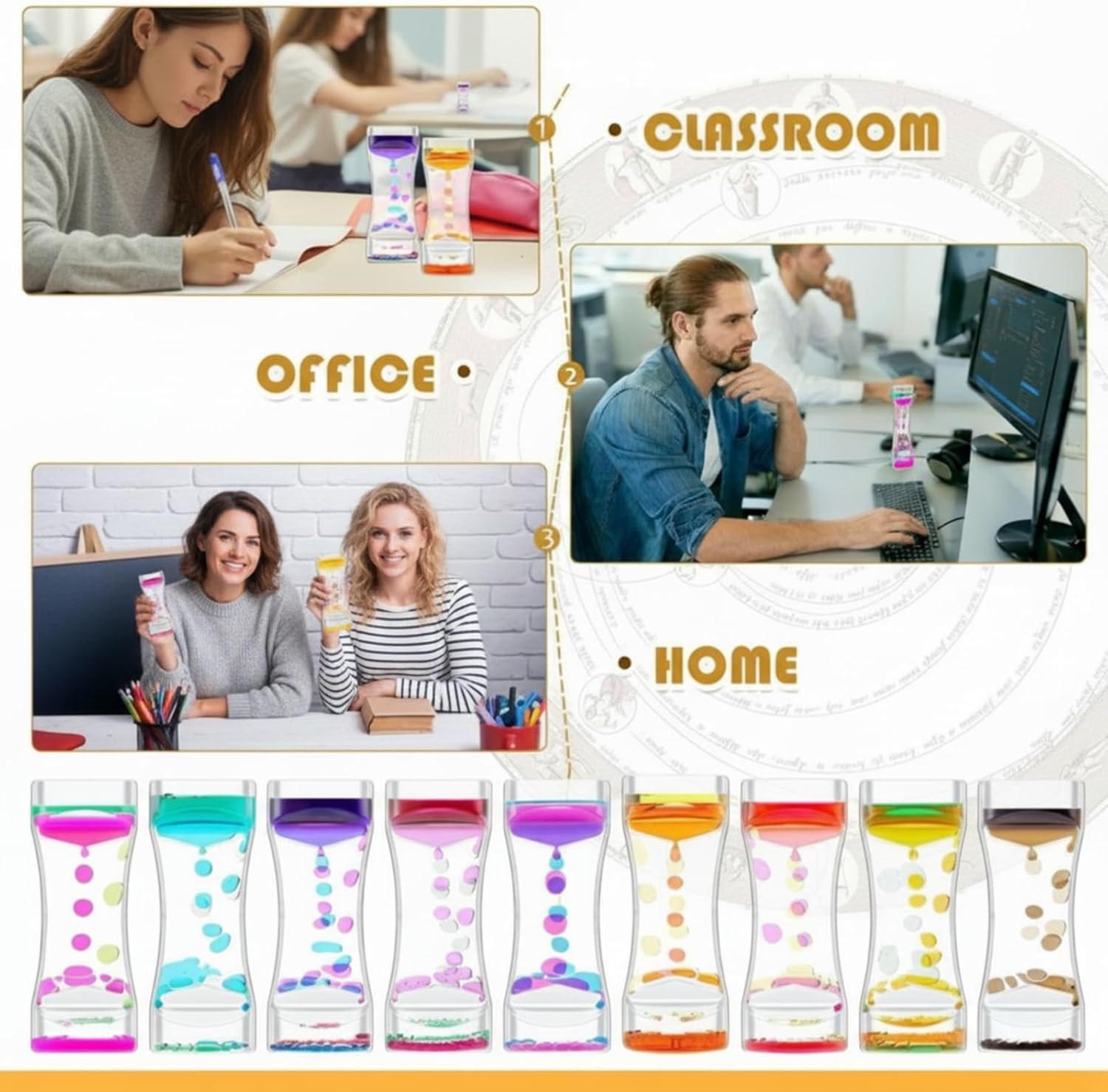 36 Pcs Liquid Motion Bubbler Timer Sensory Fidget Colorful Hourglass Desktop Calming Tool for Autism, Stress Relief, Stocking Stuffers - Image 4