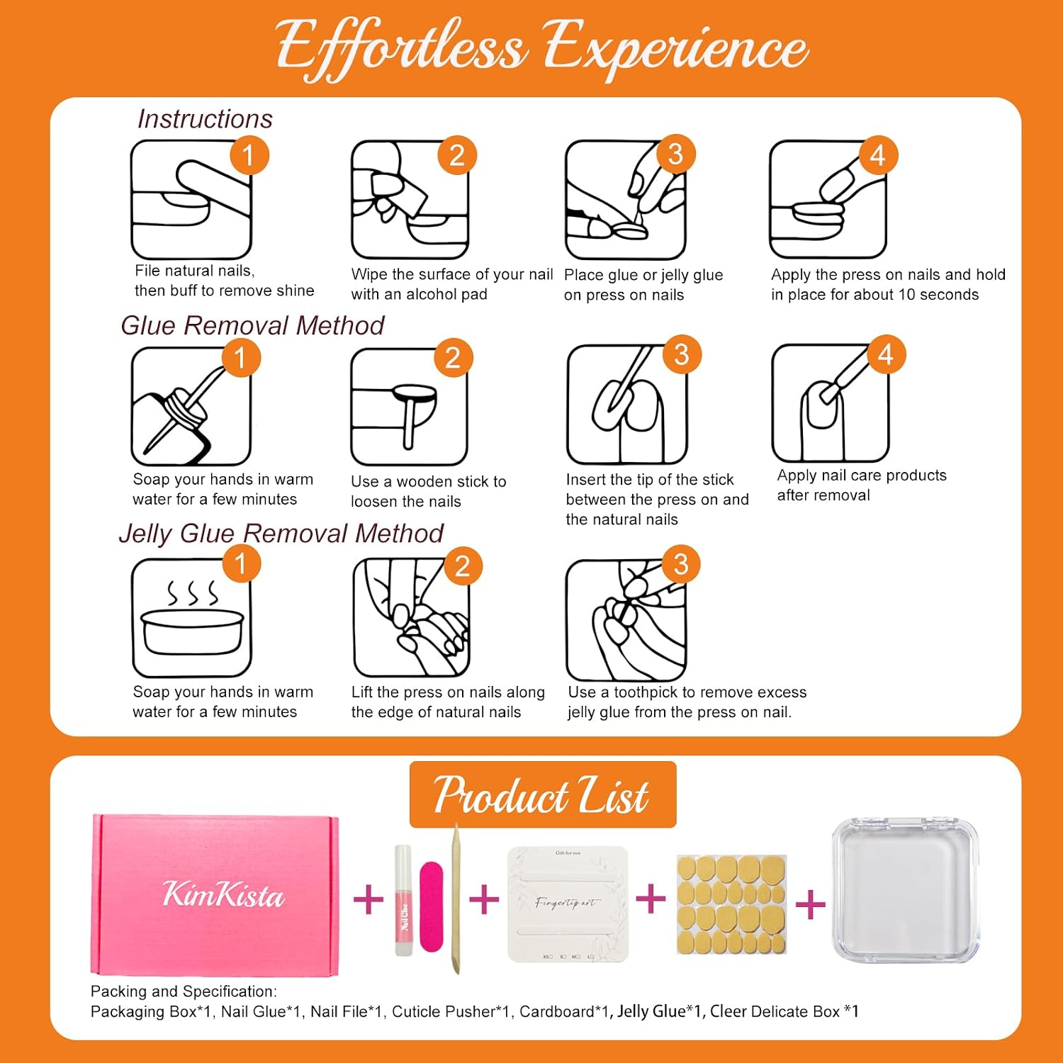 Handmade Press On Nails Almond, Fruit 3D Press On Nails Medium, Orange 3D Nails Strawberry Lemon Fruit With Bubble For Women Gift, Reusable Stick On Fake Nails Kit With Nail Glue(Fruit Fiesta-M)