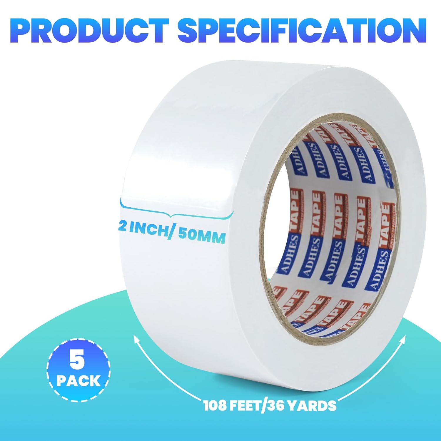 ADHES Corrosion Protection Pipe Tape, PVC Weatherproof Pipe Wrap Tape for Drain Pipe, Metal & Electrical Piping, Underground Pipe, 2 Inch X 36 Yds, 5 Rolls, White