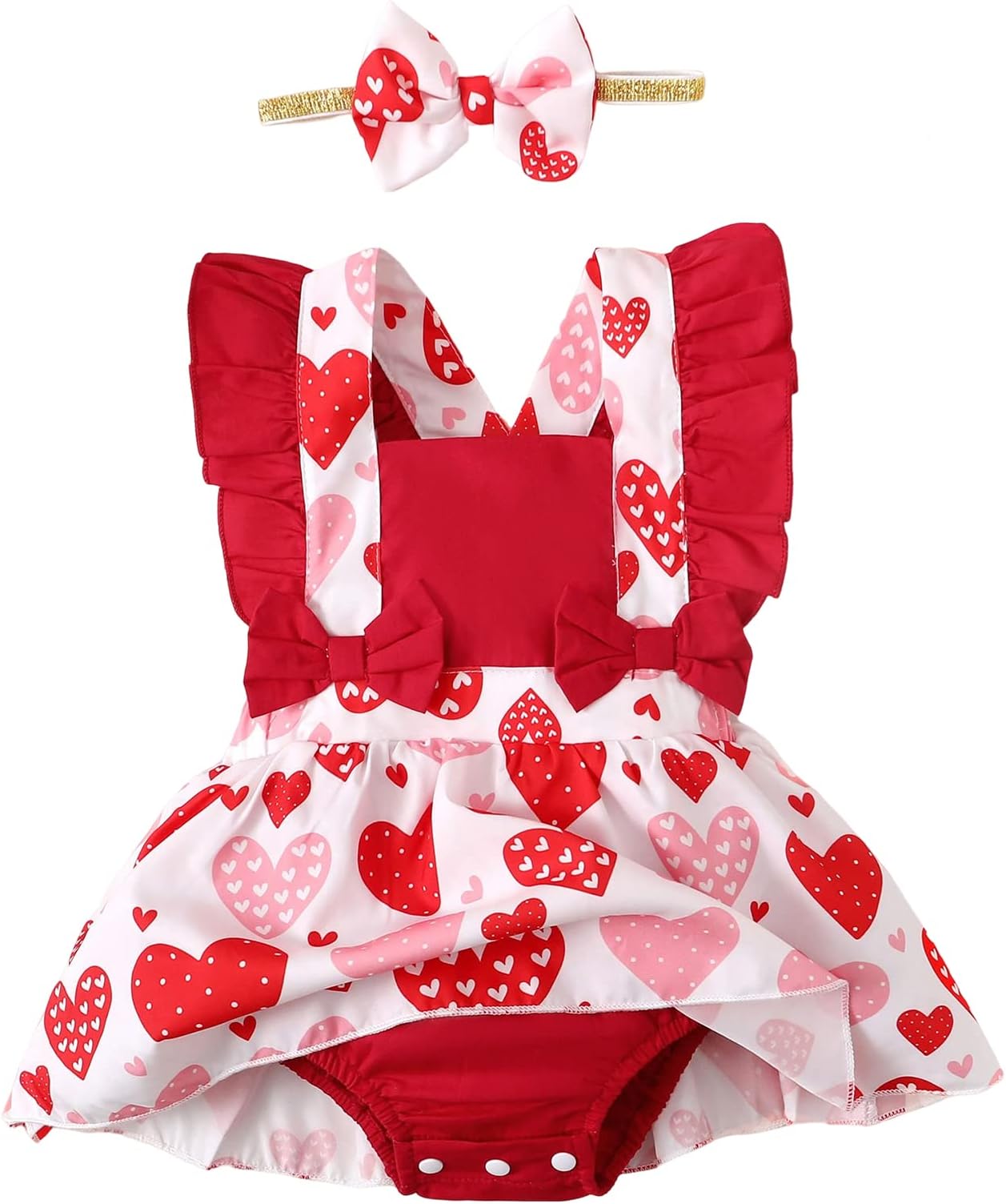 DEFAHNDEFAHN Baby Girl Rompers Infant Girl Clothes Dress Ruffle Backless Bodysuit Summer Outfits with Headband