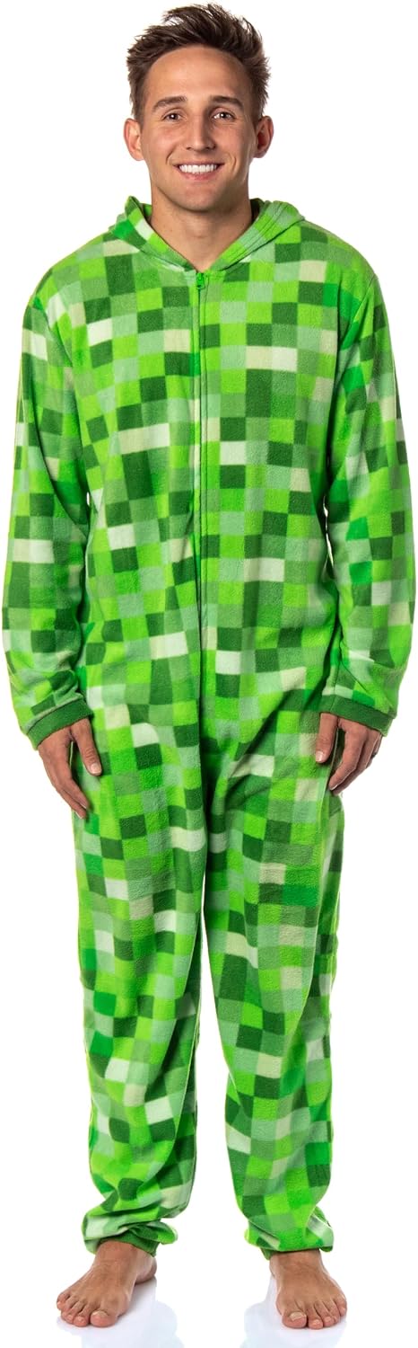 Minecraft Creeper Costume Pajama Outfit One Piece Union Suit