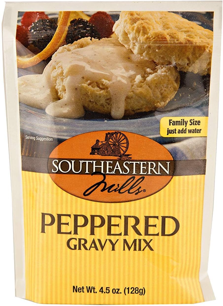 Southeastern Mills Gravy Mix Packet, Peppered Gravy Mix, Makes 3 ยฝ Cups of Gravy, Just Add Water, Ready in 10 Minutes, 4.5-Ounce Packet (Pack of 12)