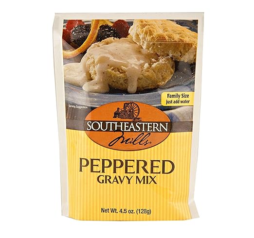 Southeastern Mills Gravy Mix Packet, Peppered Gravy Mix, Makes 3 ½ Cups of Gravy, Just Add Water, Ready in 10 Minutes, 4.5-Ounce Packet (Pack of 12)