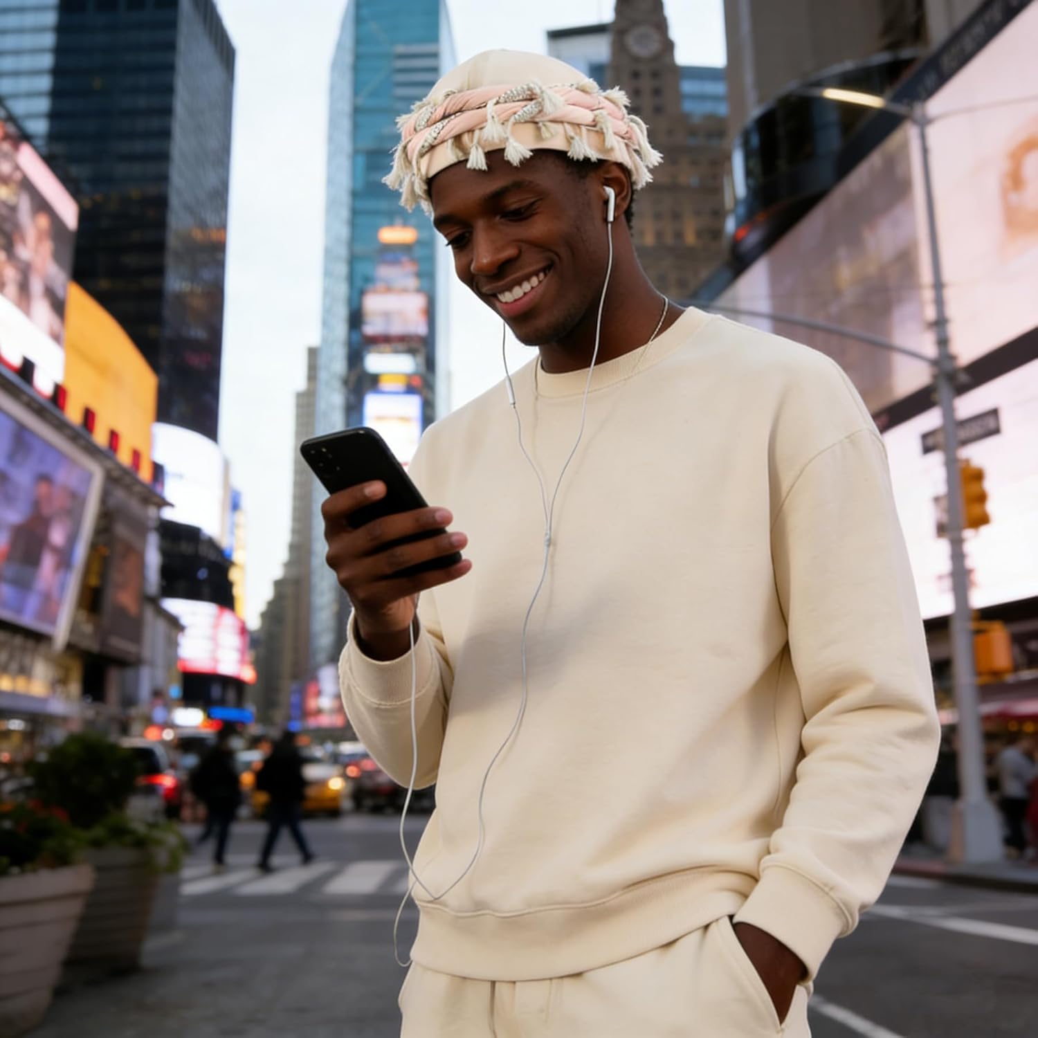 Turban for Men Vintage Twist Head Wraps Satin Lined Halo Turban Head Scarf Lightweight Tassel Beanie Hats - Image 2