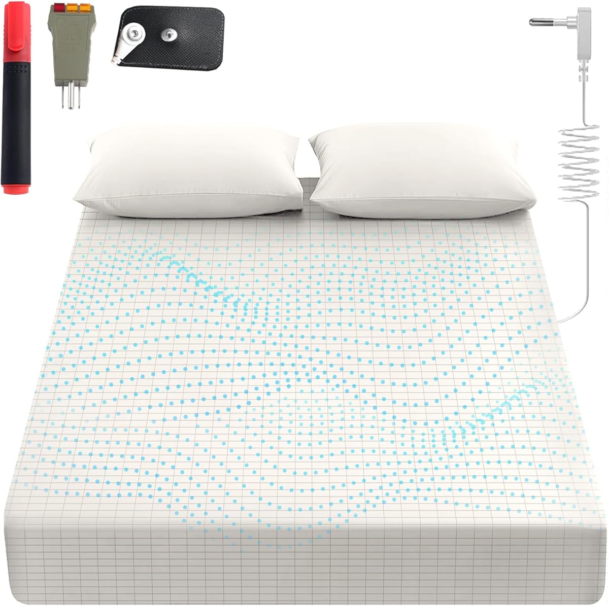 Grounding Sheets King, 90% Organic Cotton+ 10% Pure Silver Fiber,Grounded Bed Sheet Kit, Deep Pocket Grounded Bed Sheet, Relieves Pain - Used for Healthy Sleep Therapy(White, Twin)