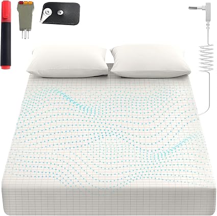 Grounding Sheets King, 90% Organic Cotton+ 10% Pure Silver Fiber,Grounded Bed Sheet Kit, Deep Pocket Grounded Bed Sheet, Relieves Pain - Used for Healthy Sleep Therapy (Gray, King)