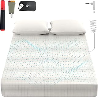 Grounding Sheets King, 90% Organic Cotton+ 10% Pure Silver Fiber,Grounded Bed Sheet Kit, Deep Pocket Grounded Bed Sheet, Relieves Pain - Used for Healthy Sleep Therapy (White, King)