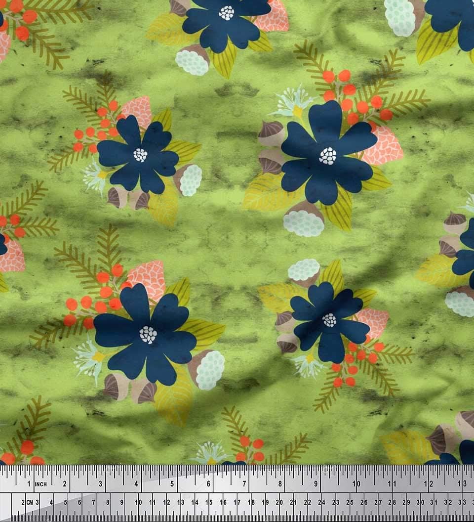 Soimoi Cotton Canvas | 56" Wide, Sold by The Yard | Artistic Pattern - Light Green | Durable Medium Weight Fabric for Bags, Curtains, Crafts & Décor