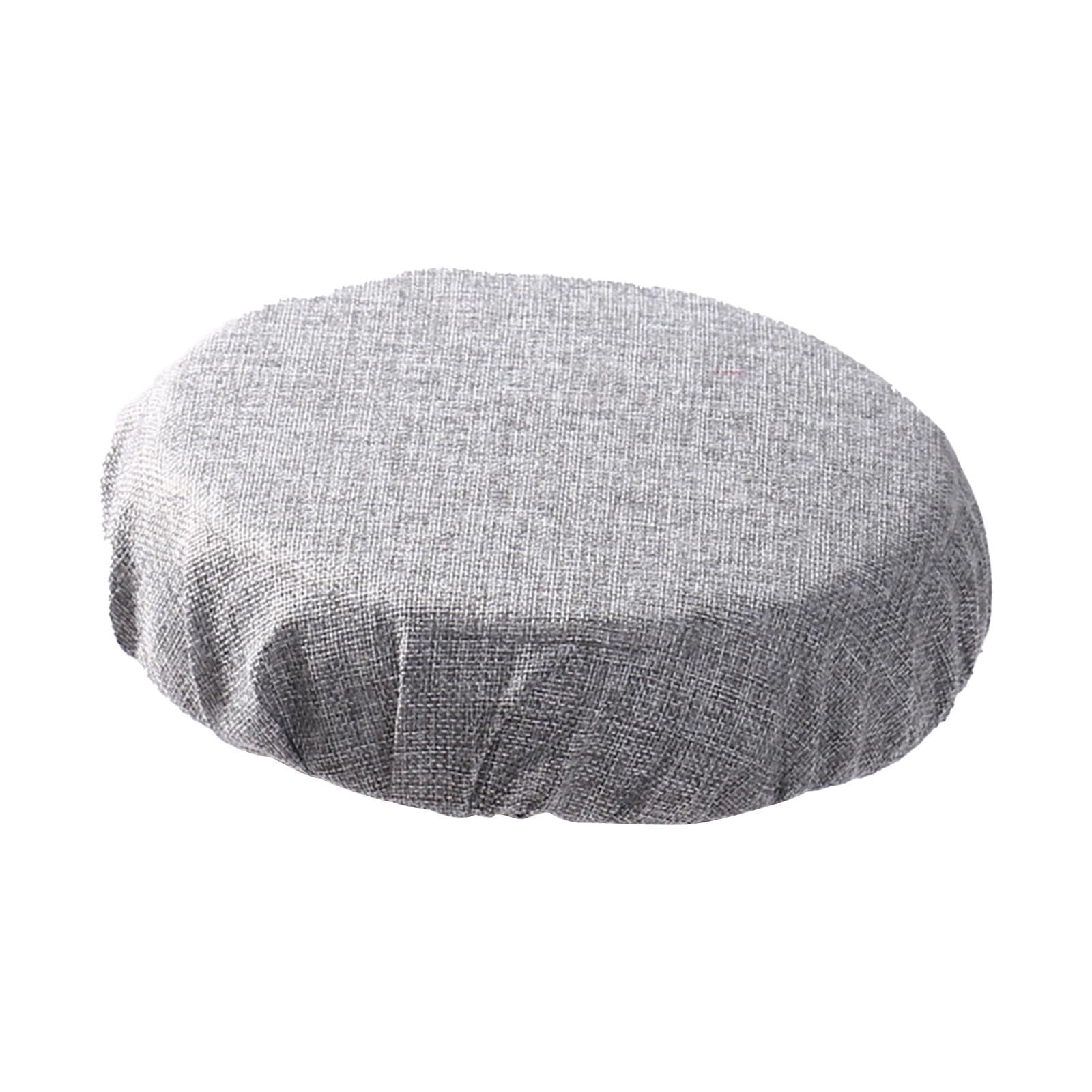 Harayaa Collapsible Telescopic Stool with Cushion Seat for Indoor/Outdoor Use, Imitation Linen, Gray, Gray Imitation Linen
